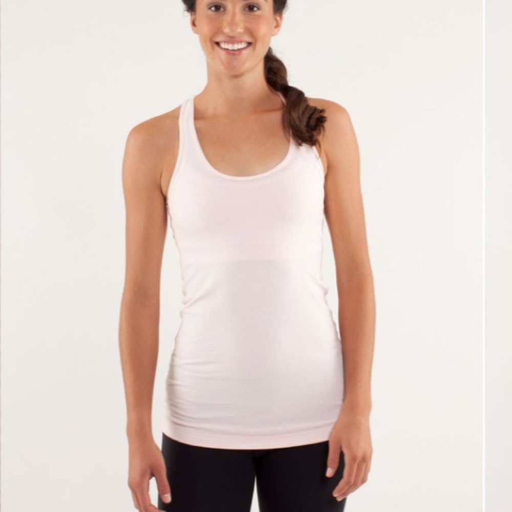 Lululemon Cool Racerback tank top pink blue stripes size athletic top M